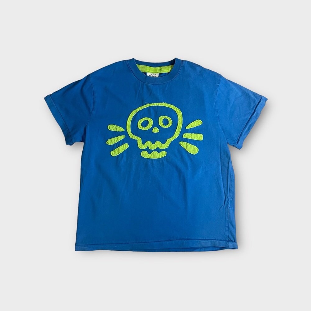 Mini Boden Skeleton Applique Blue Shirt